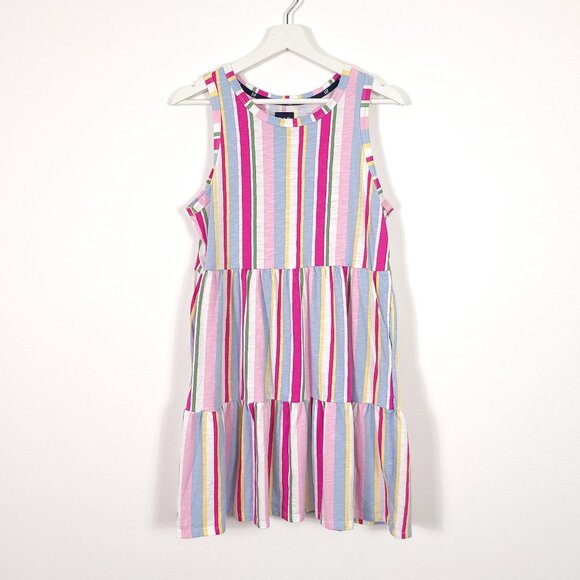 GAP Cotton Modal Striped Sleeveless Tiered Tank Dress - Picture 1 of 8